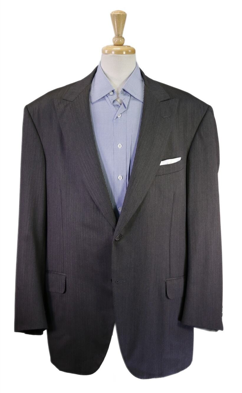 Oxxford Gray Herringbone Peak Lapel 2-Btn Super 140's Wool Blazer 48L